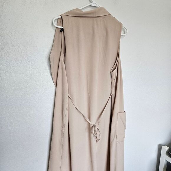 H&M | Open Front Tie Waterfall Sleeveless Long Line Neautral Vest, Womens 4 - Picture 4 of 5